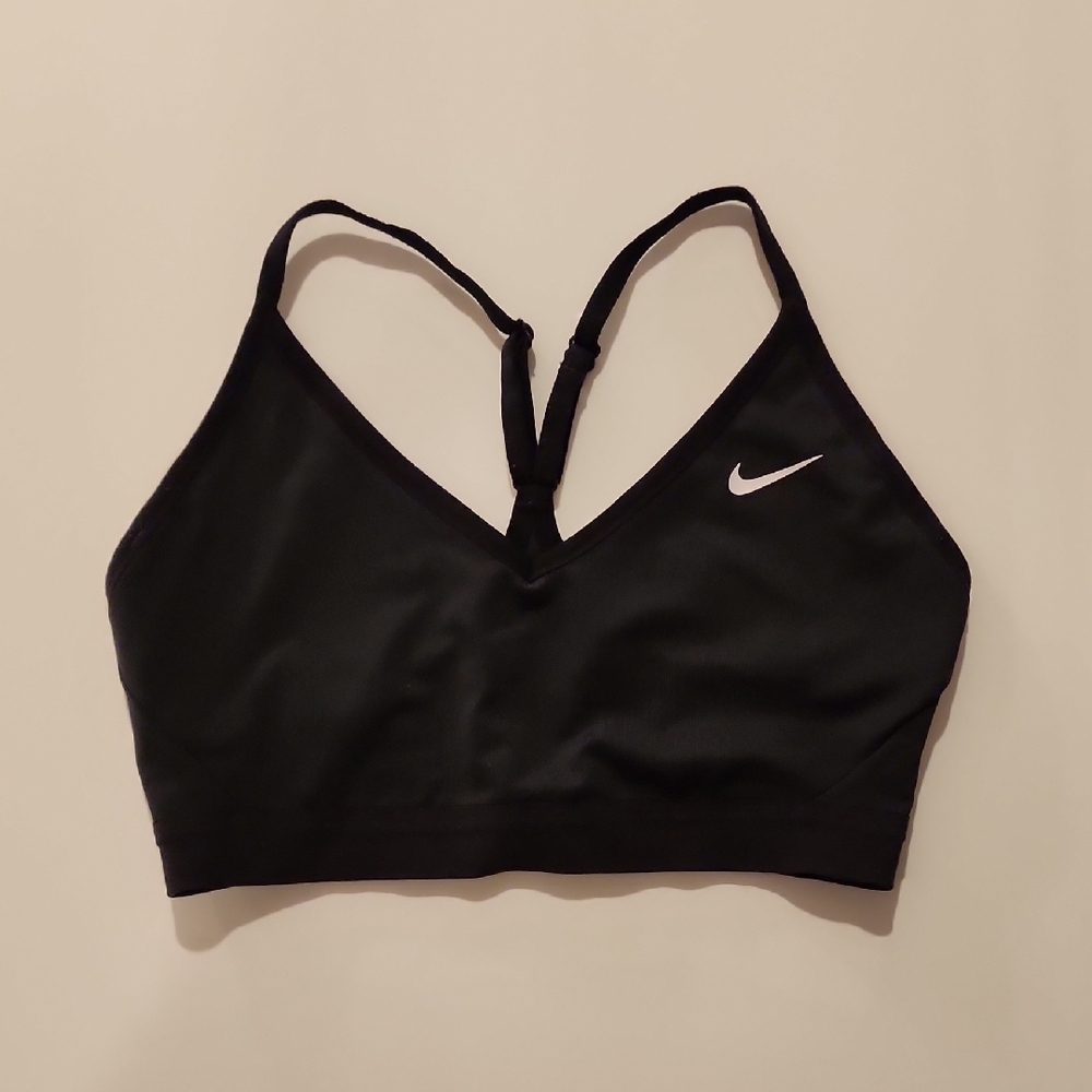 Nike Women's Black Sports Bra with White Logo